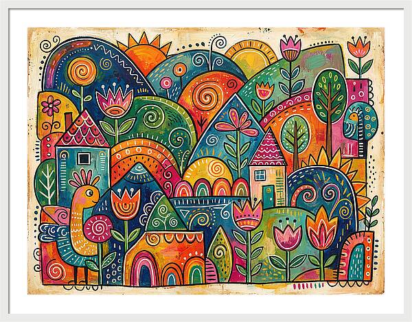 Colorful Abstract Folk Landscape