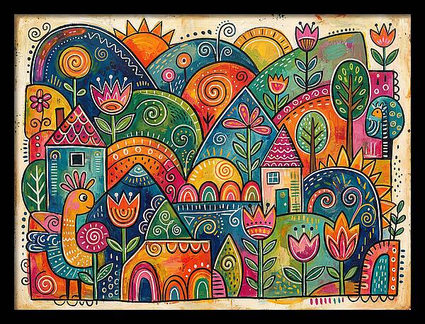 Colorful Abstract Folk Landscape