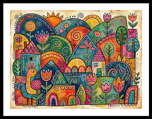 Colorful Abstract Folk Landscape