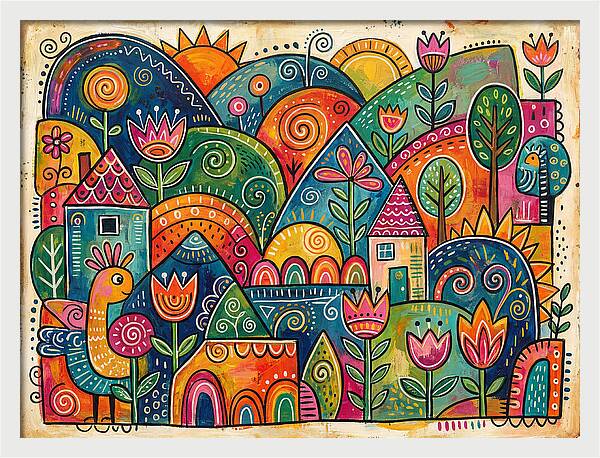 Colorful Abstract Folk Landscape