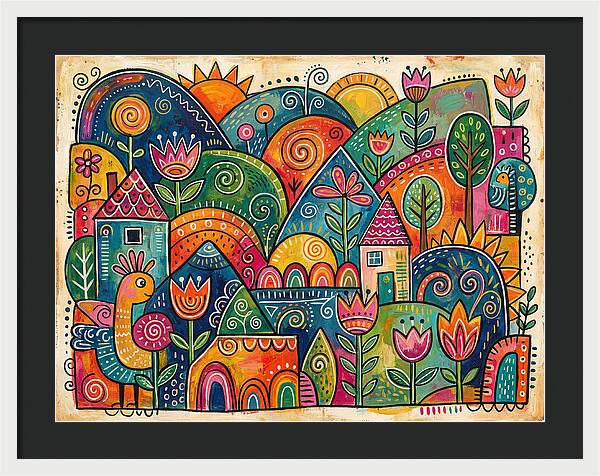 Colorful Abstract Folk Landscape