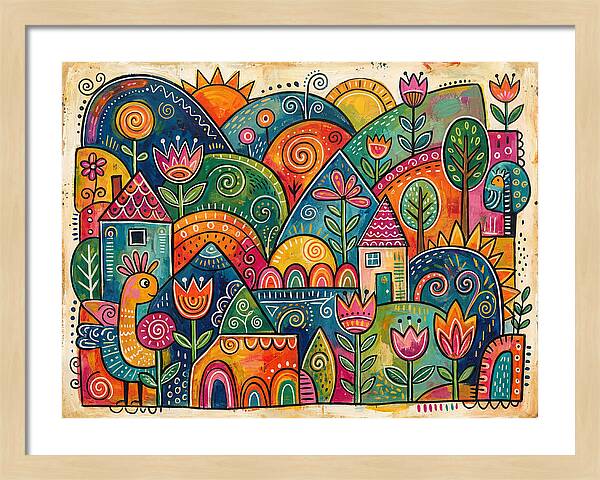 Colorful Abstract Folk Landscape