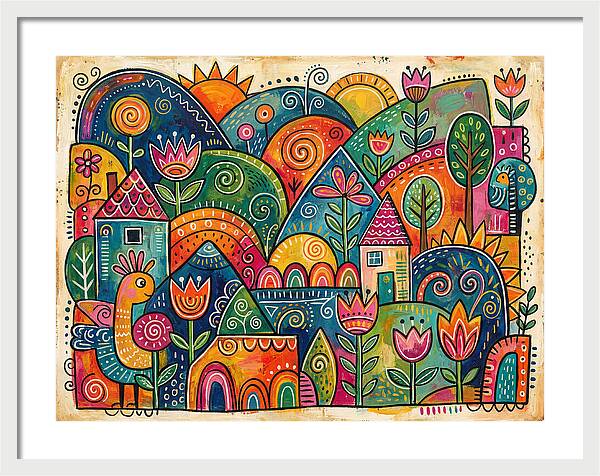 Colorful Abstract Folk Landscape