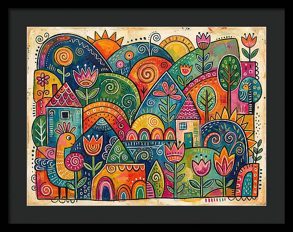 Colorful Abstract Folk Landscape