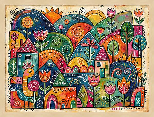 Colorful Abstract Folk Landscape