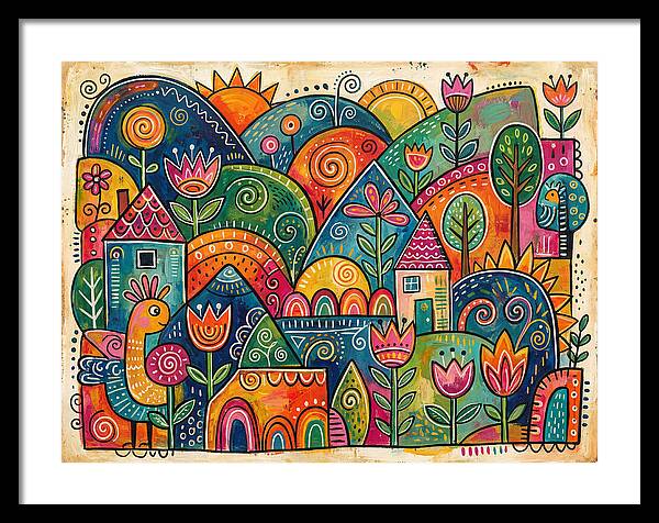 Colorful Abstract Folk Landscape