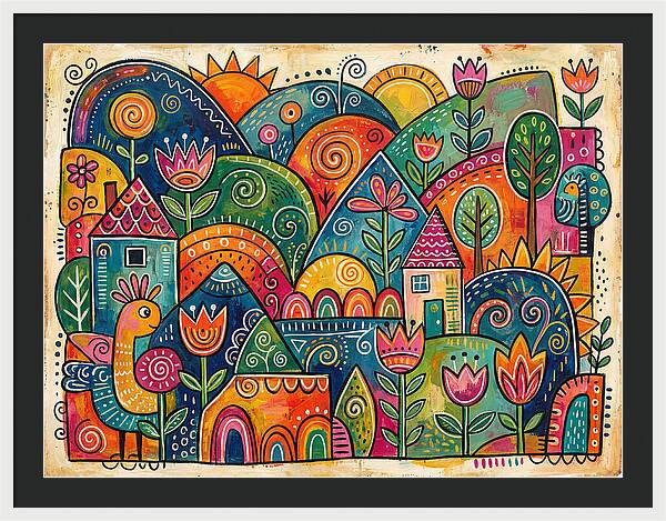 Colorful Abstract Folk Landscape