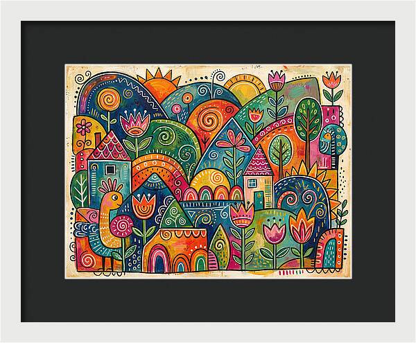 Colorful Abstract Folk Landscape
