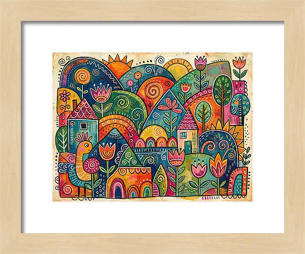 Colorful Abstract Folk Landscape