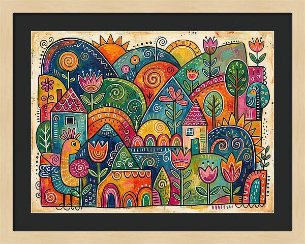 Colorful Abstract Folk Landscape