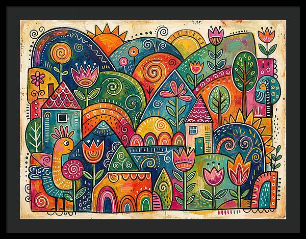Colorful Abstract Folk Landscape
