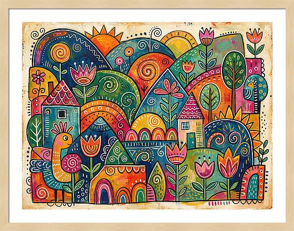 Colorful Abstract Folk Landscape