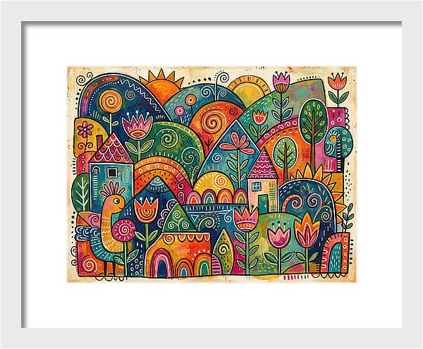 Colorful Abstract Folk Landscape