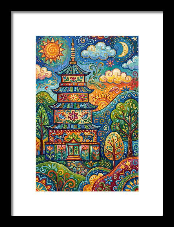 Colorful Asian Pagoda Landscape