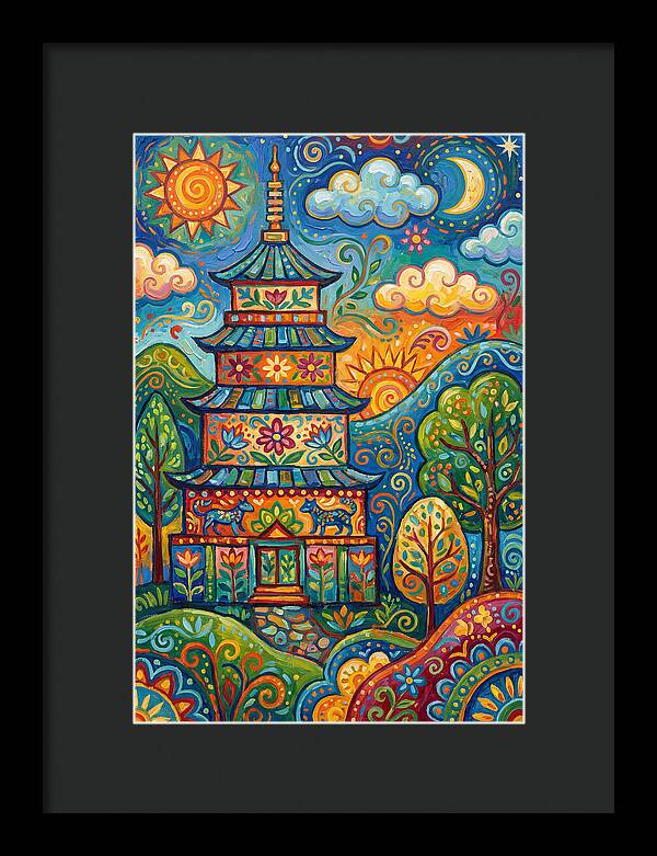 Colorful Asian Pagoda Landscape