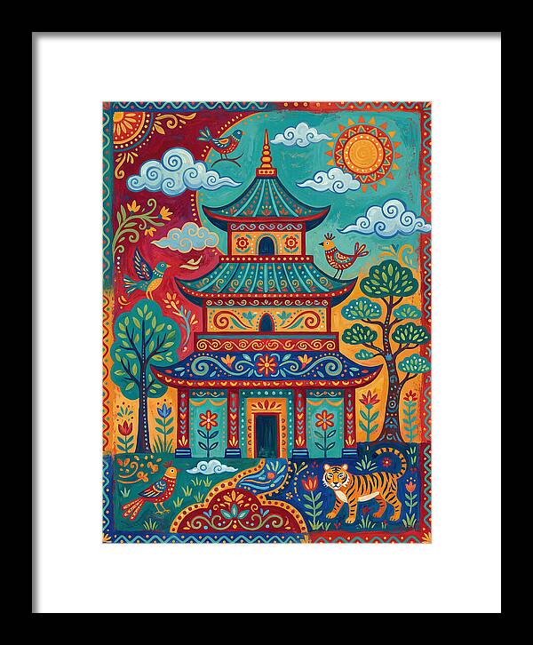 Colorful Asian Temple Scene