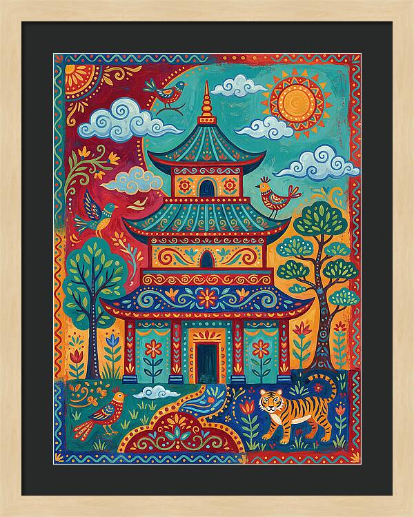 Colorful Asian Temple Scene