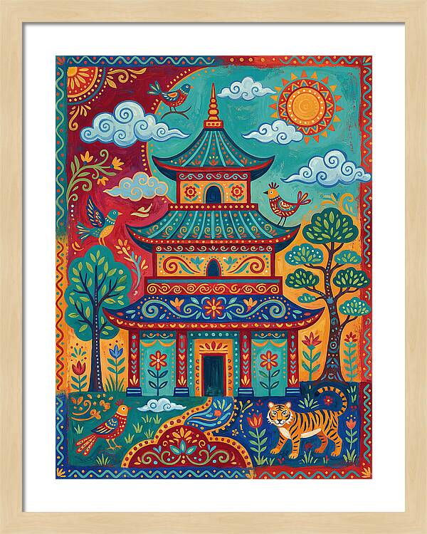 Colorful Asian Temple Scene