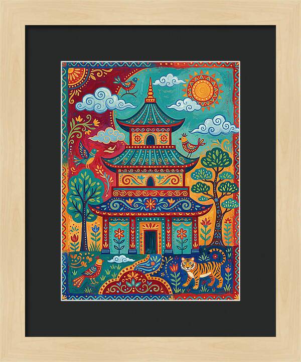 Colorful Asian Temple Scene