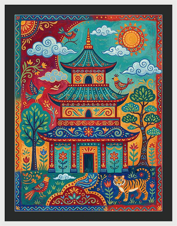 Colorful Asian Temple Scene
