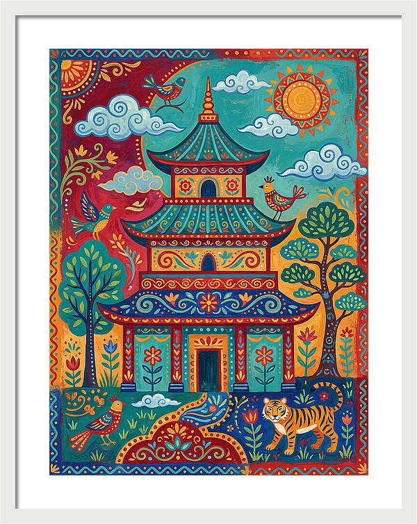 Colorful Asian Temple Scene