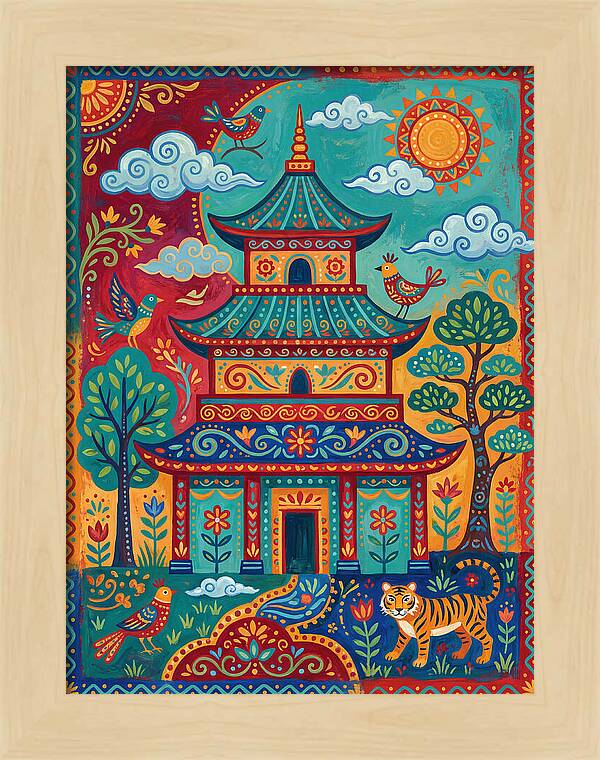 Colorful Asian Temple Scene