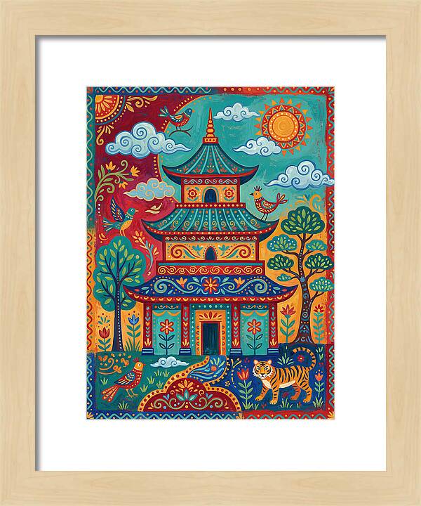 Colorful Asian Temple Scene