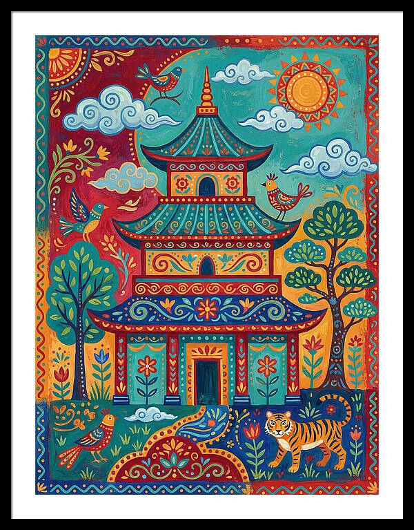 Colorful Asian Temple Scene