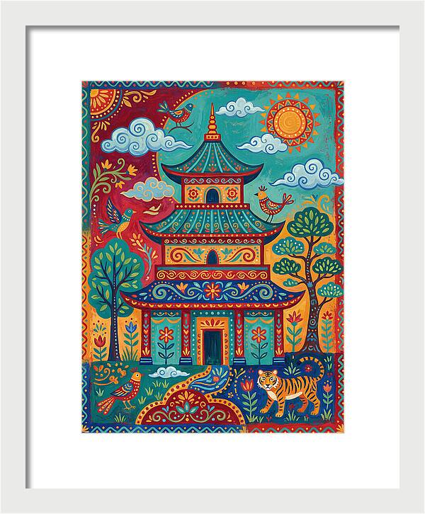 Colorful Asian Temple Scene