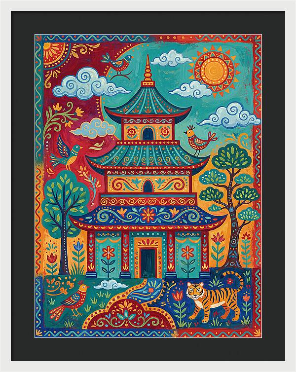 Colorful Asian Temple Scene