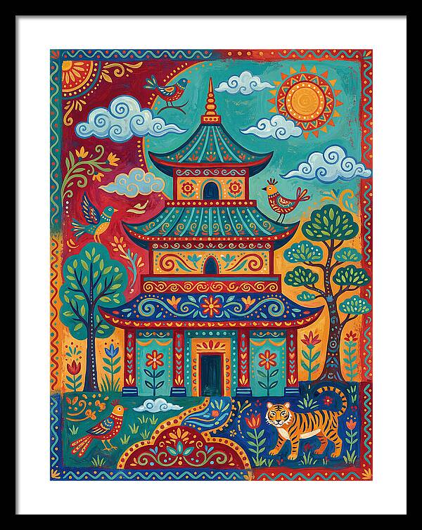 Colorful Asian Temple Scene