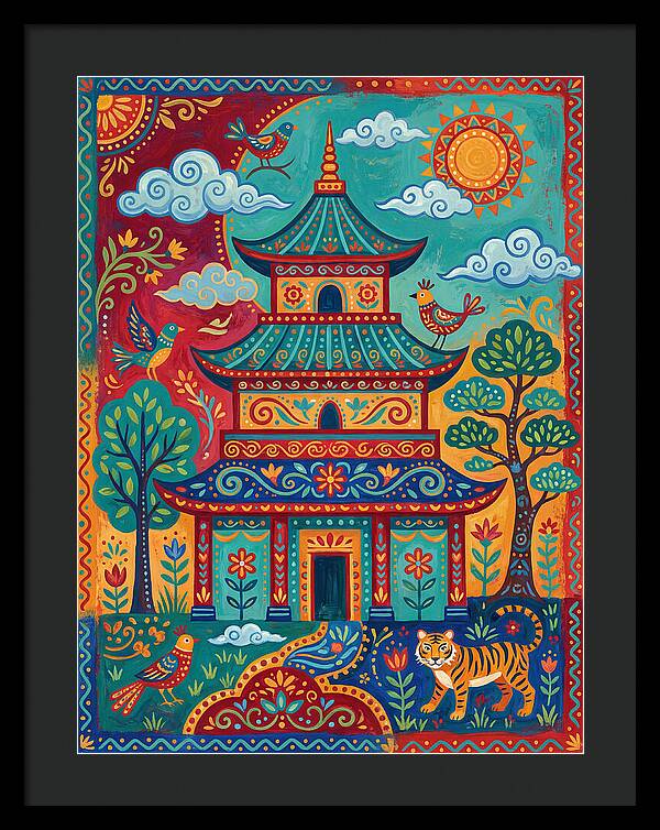 Colorful Asian Temple Scene