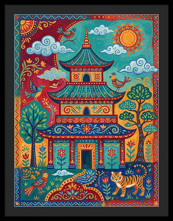 Colorful Asian Temple Scene
