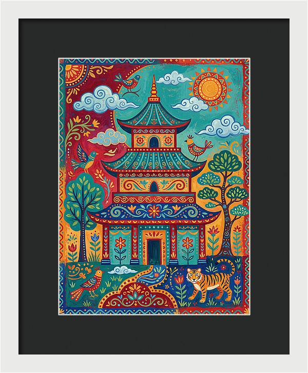 Colorful Asian Temple Scene
