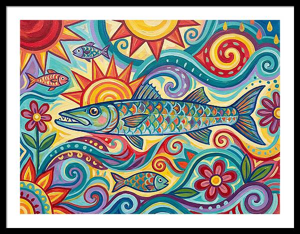Colorful Barracuda In Vibrant Swirls