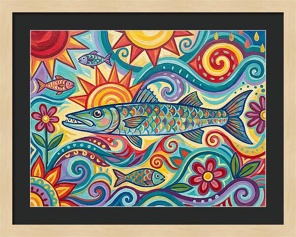 Colorful Barracuda In Vibrant Swirls