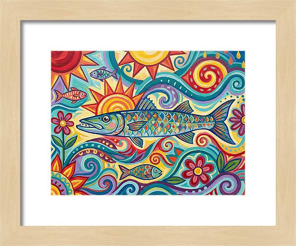 Colorful Barracuda In Vibrant Swirls