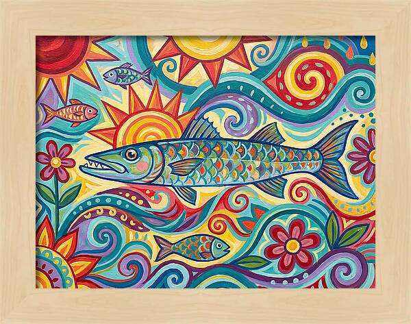 Colorful Barracuda In Vibrant Swirls