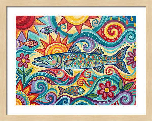 Colorful Barracuda In Vibrant Swirls