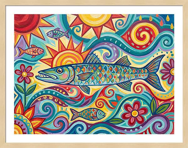 Colorful Barracuda In Vibrant Swirls