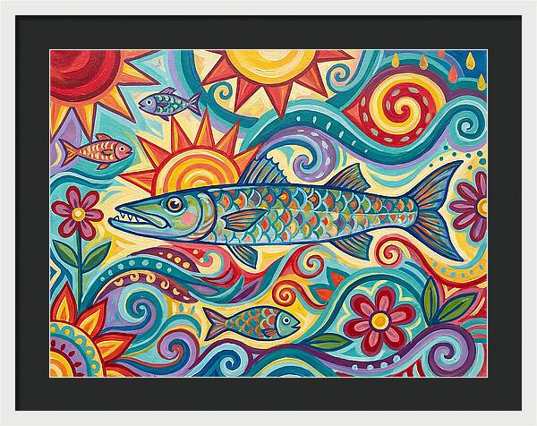 Colorful Barracuda In Vibrant Swirls