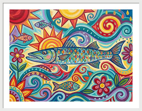 Colorful Barracuda In Vibrant Swirls