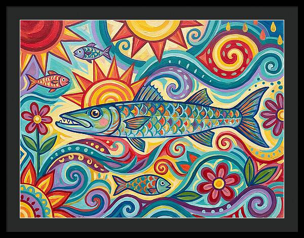 Colorful Barracuda In Vibrant Swirls