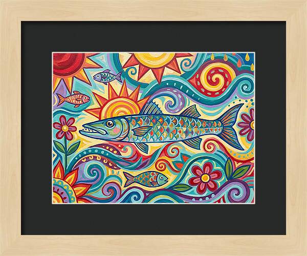 Colorful Barracuda In Vibrant Swirls