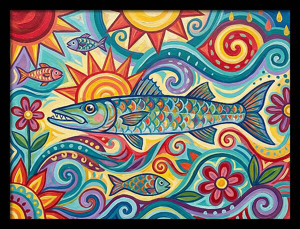 Colorful Barracuda In Vibrant Swirls