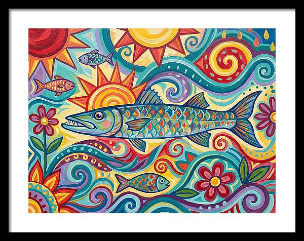 Colorful Barracuda In Vibrant Swirls