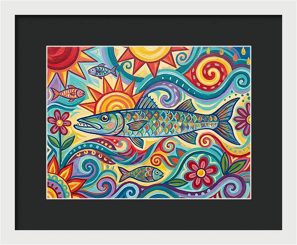 Colorful Barracuda In Vibrant Swirls