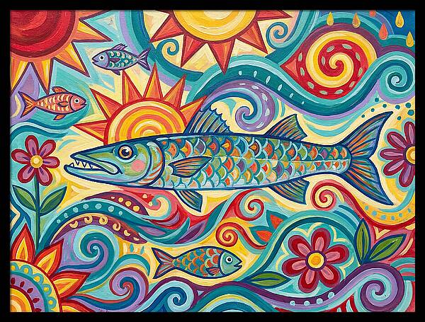 Colorful Barracuda In Vibrant Swirls