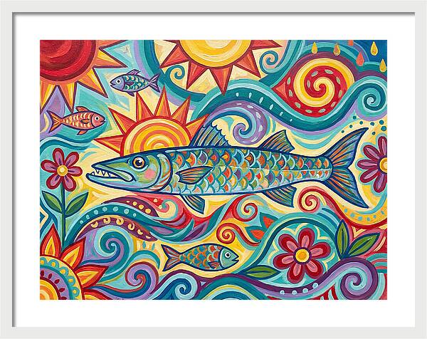 Colorful Barracuda In Vibrant Swirls