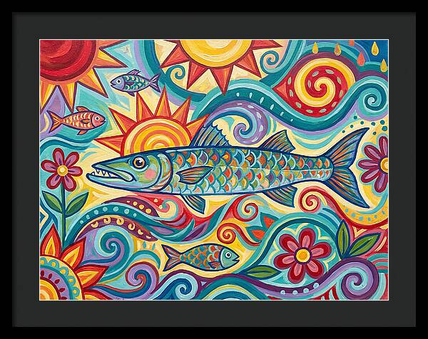 Colorful Barracuda In Vibrant Swirls